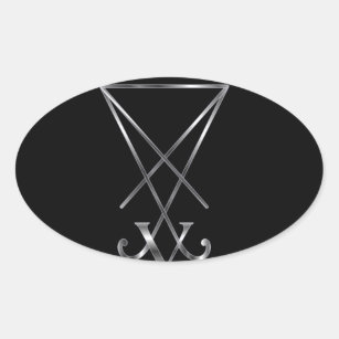 Pegatina Ovalada Sigil del símbolo de Lucifer- A del satanism
