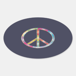 Pegatina Ovalada Signo de paz colorida