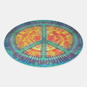 Pegatina Ovalada Signo de paz Tie Dye PhatDyes