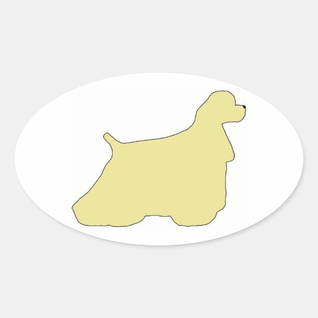 Pegatina Ovalada Silhouette Cocker Spaniel (Anverso)