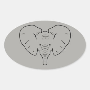 Pegatina Ovalada Silhouette facial elefante