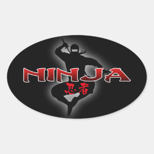 Pegatina Ovalada Silueta de Ninja