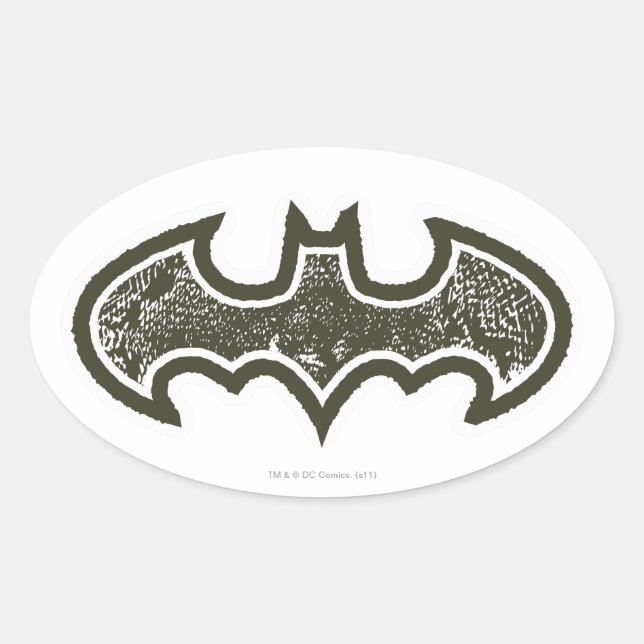 Pegatina Ovalada Símbolo de Batman | Logo de Nouveau (Anverso)