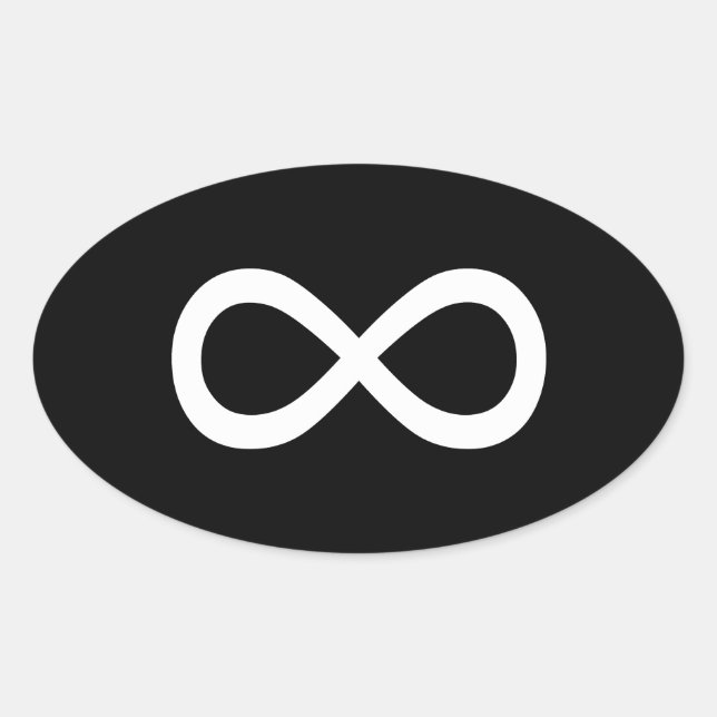 Pegatina Ovalada Símbolo de infinito blanco (Anverso)