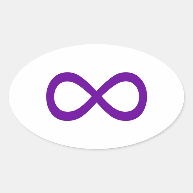 Pegatina Ovalada Símbolo de Infinito Morado (Anverso)