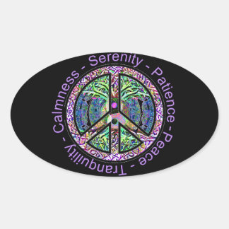 Pegatina Ovalada Símbolo de paz con paz, armonía, equilibrio