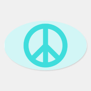 Pegatina Ovalada Símbolo de Paz de Aqua Suave