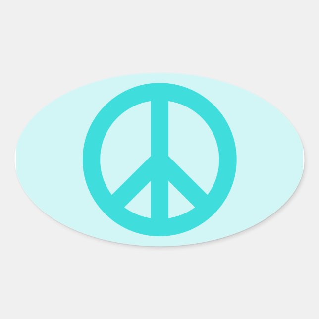 Pegatina Ovalada Símbolo de Paz de Aqua Suave (Anverso)