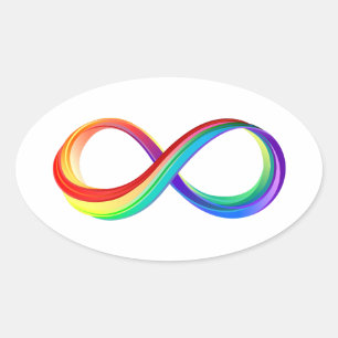 Pegatina Ovalada Símbolo infinito arcoiris en capas