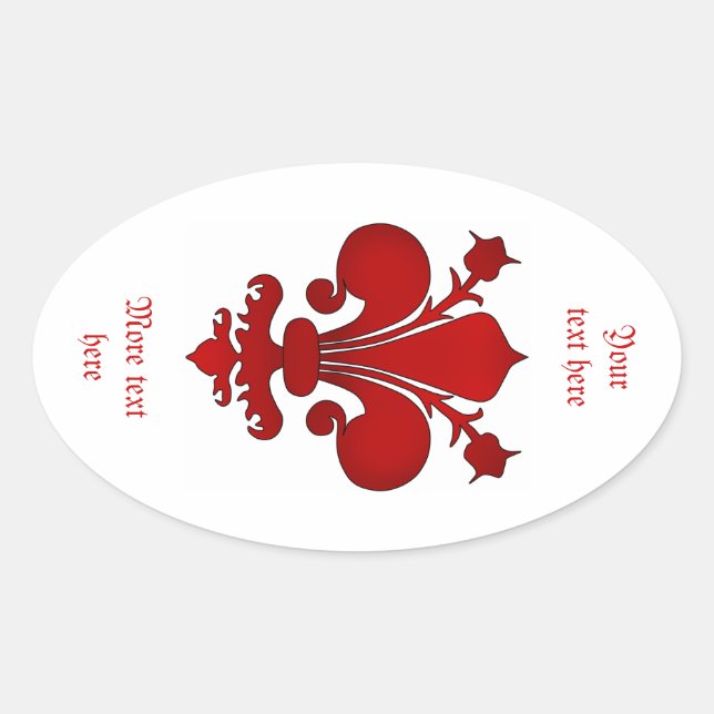 Pegatina Ovalada Símbolo rojo oscuro de fleur de lis (Anverso)