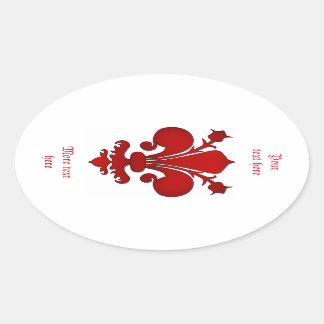 Pegatina Ovalada Símbolo rojo oscuro de fleur de lis