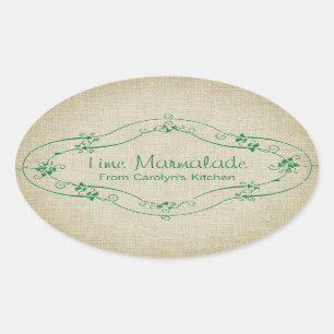 Pegatina Ovalada Simple mermelada de marmalade Rústica Linen