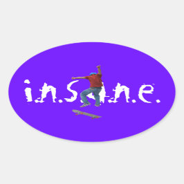 Pegatina Ovalada Skateboarder consigue algo de Air Action Street Ku