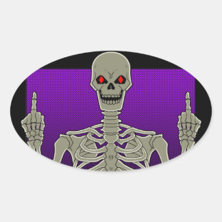 Pegatina Ovalada Skeleton Poker Flip