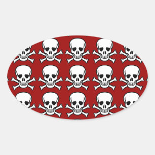 Pegatina Ovalada Skull y Crossbone