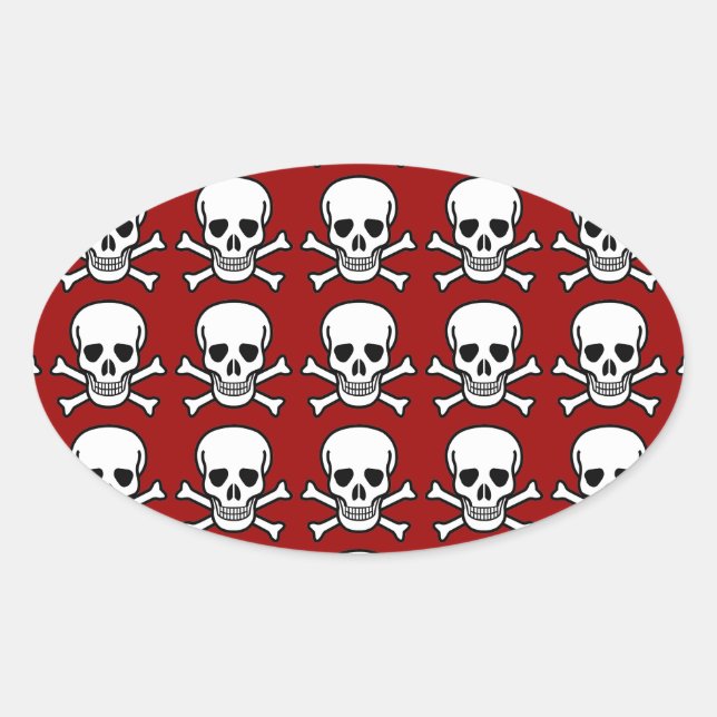Pegatina Ovalada Skull y Crossbone (Anverso)