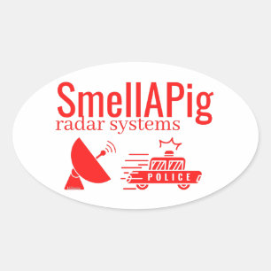 Pegatina Ovalada SMELLAPIG RADAR SYSTEMS gracioso sarcástico