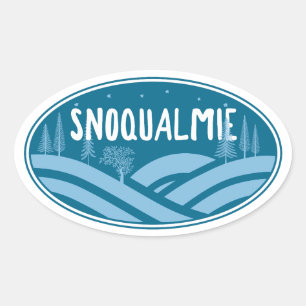 Pegatina Ovalada Snoqualmie Washington al aire libre