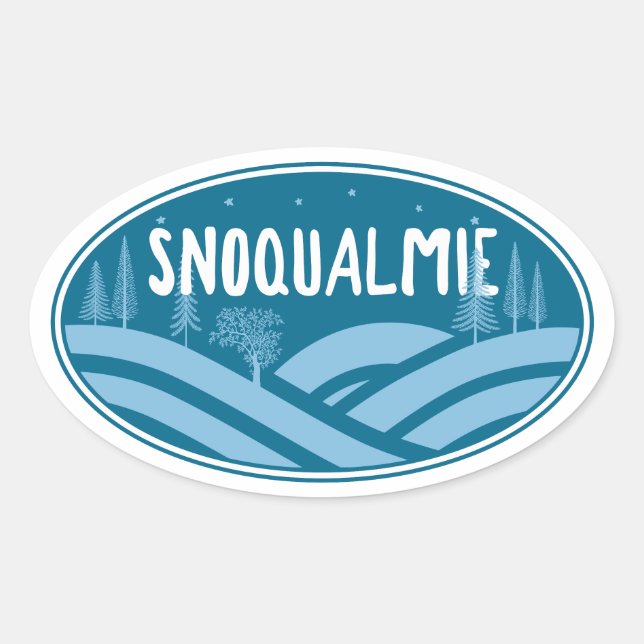 Pegatina Ovalada Snoqualmie Washington Outdoors (Anverso)