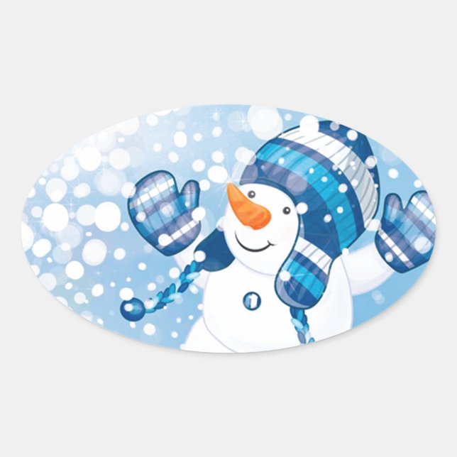 Pegatina Ovalada Snowman (Anverso)