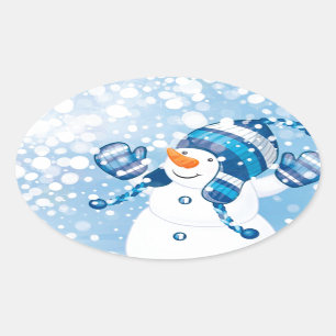 Pegatina Ovalada Snowman