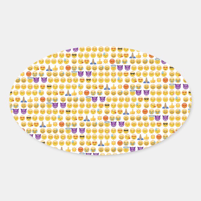 Pegatina Ovalada sobrecarga de emoji (Anverso)