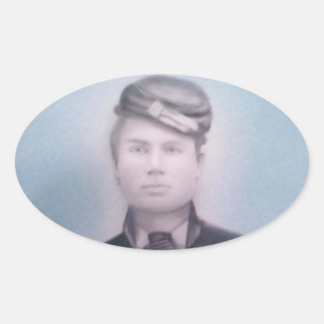 Pegatina Ovalada Soldado de guerra civil (Anverso)