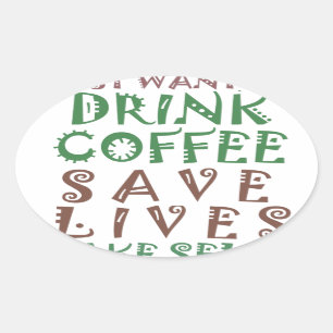 Pegatina Ovalada Solo quiero tomar café Salva vidas y toma el sol