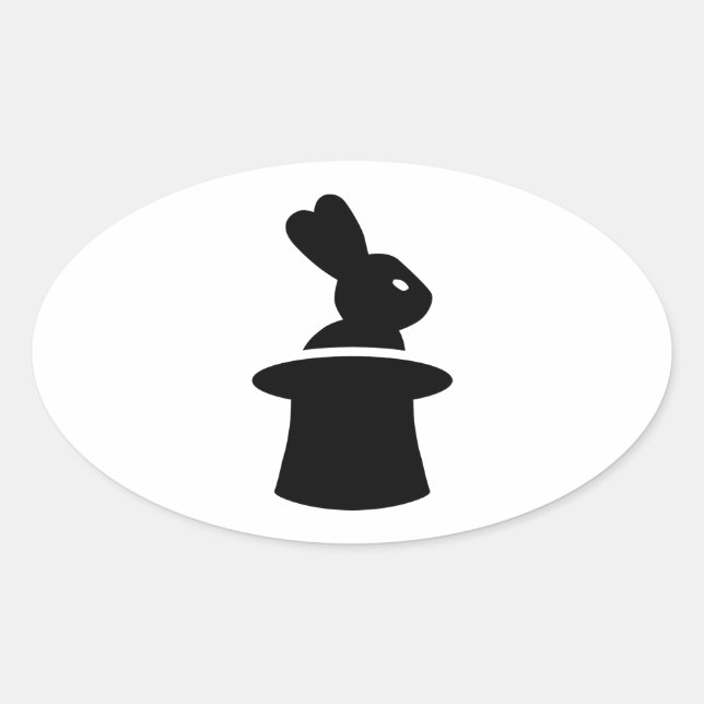 Pegatina Ovalada Sombrero superior de conejo mago (Anverso)