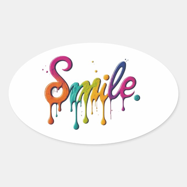 Pegatina Ovalada Sonrisa feliz (Anverso)