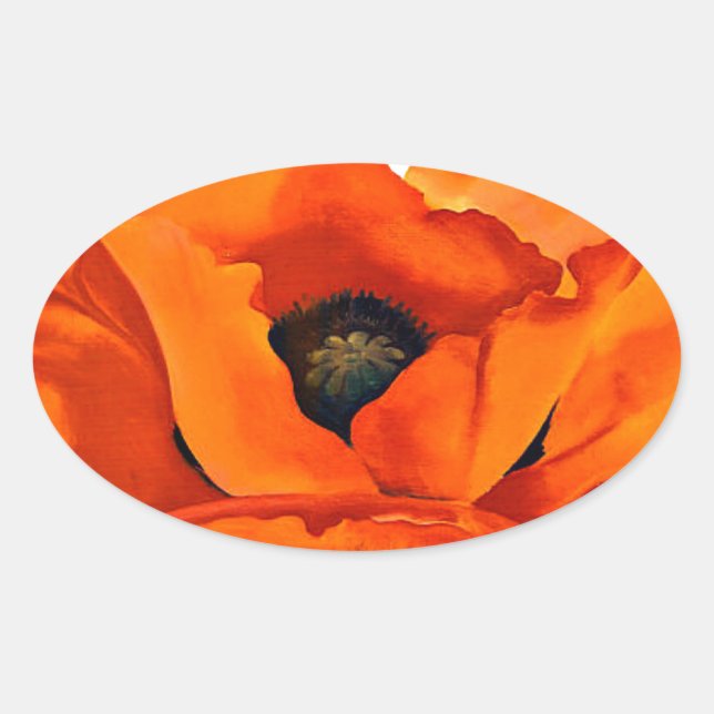 Pegatina Ovalada Sorprendente Georgia O'Keeffe Red Poppy (Anverso)
