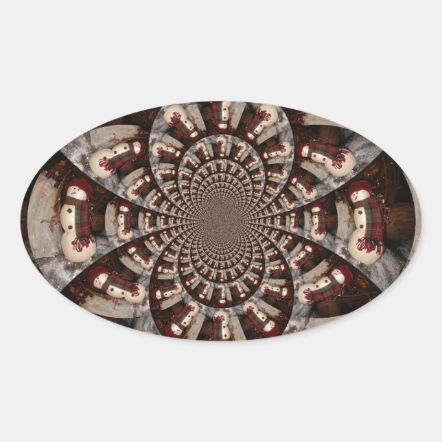 Pegatina Ovalada Sorprendente hombre de nieve (Anverso)