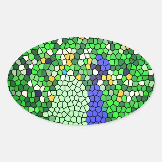 Pegatina Ovalada Sorprendentes regalos de arte en mosaico Peacock p (Anverso)