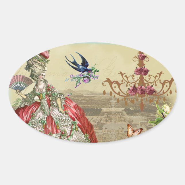 Pegatina Ovalada Souvenirs de Versailles (Anverso)