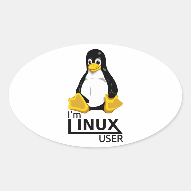 Pegatina Ovalada Soy usuario de Linux (Anverso)