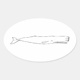 Pegatina Ovalada Sperm Whale (arte de la línea)