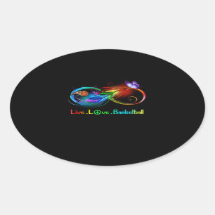 Pegatina Ovalada Sport Lover Baloncesto de amor en vivo