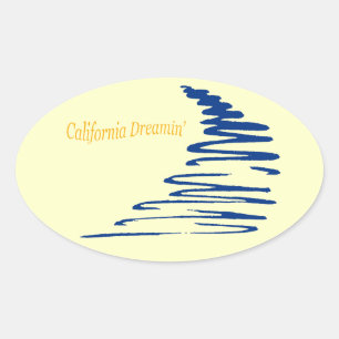 Pegatina Ovalada Squiggly Lines_California Dreamin'_Aqua