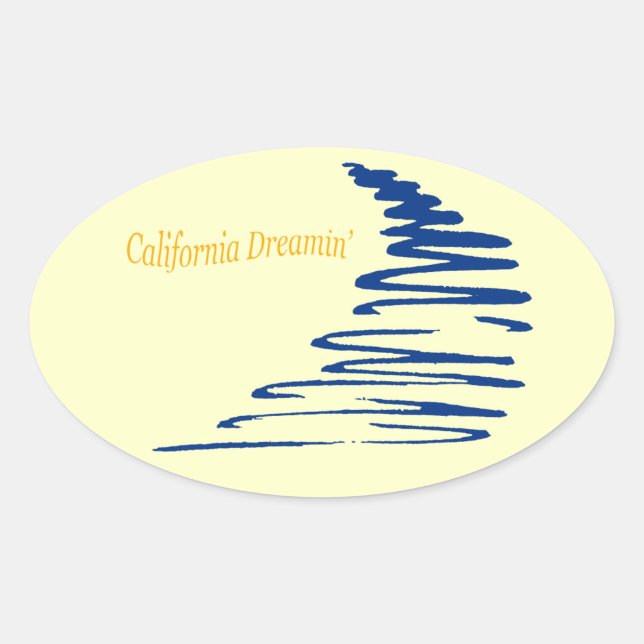 Pegatina Ovalada Squiggly Lines_California Dreamin'_Aqua (Anverso)