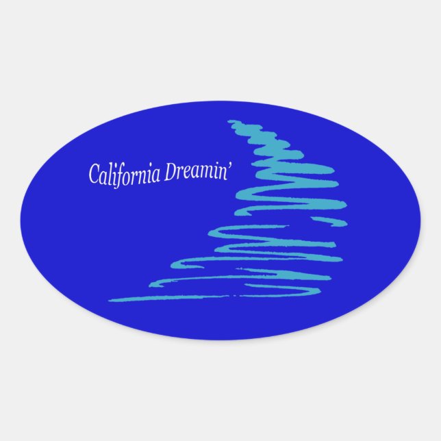 Pegatina Ovalada Squiggly Lines_California Dreamin'_Aqua (Anverso)