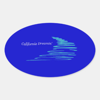 Pegatina Ovalada Squiggly Lines_California Dreamin'_Aqua
