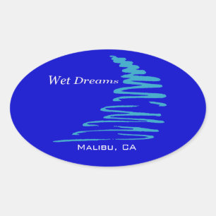 Pegatina Ovalada Squiggly Lines_Wet Dreams_Malibu, CA