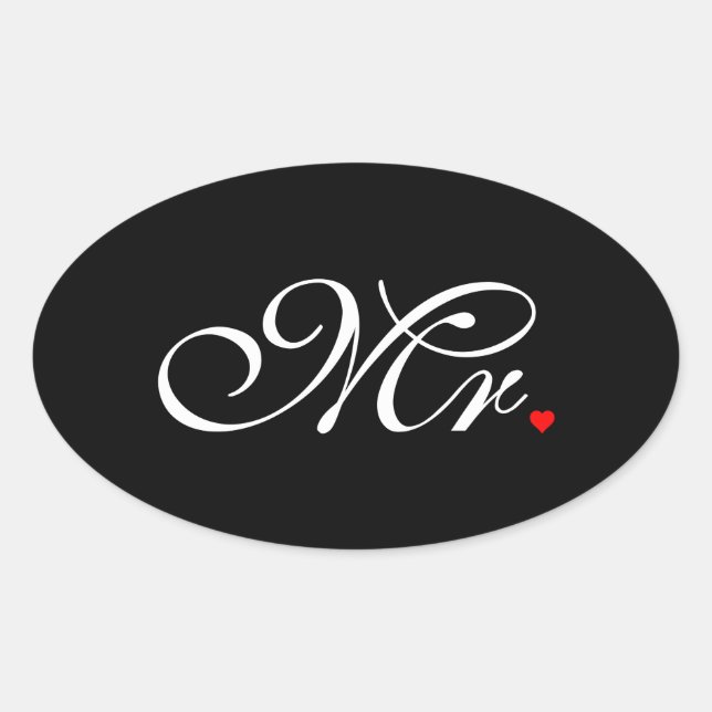 Pegatina Ovalada Sr. Husband Groom Sus Hers Nuevos Caminos (Anverso)