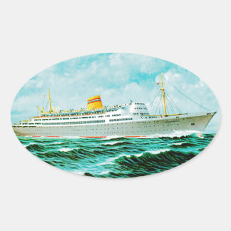 Pegatina Ovalada ss Bergensfjord en el mar