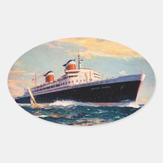 Pegatina Ovalada ss Estados Unidos en el mar