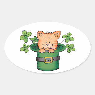 Pegatina Ovalada St. Patricks Kitty