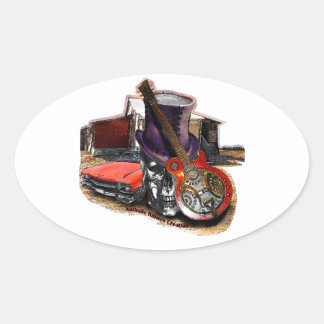 Pegatina Ovalada sticker autoadhesivo oval BLUESROCK ACTITUD