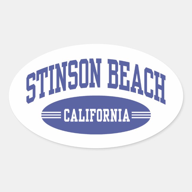 Pegatina Ovalada Stinson Beach California (Anverso)