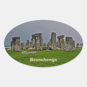Pegatina Ovalada Stonehenge, antiguo lugar histórico del poder