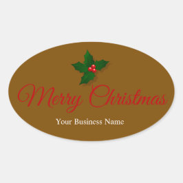 Pegatina Ovalada Stylish Festive Merry Christmas Message Oval